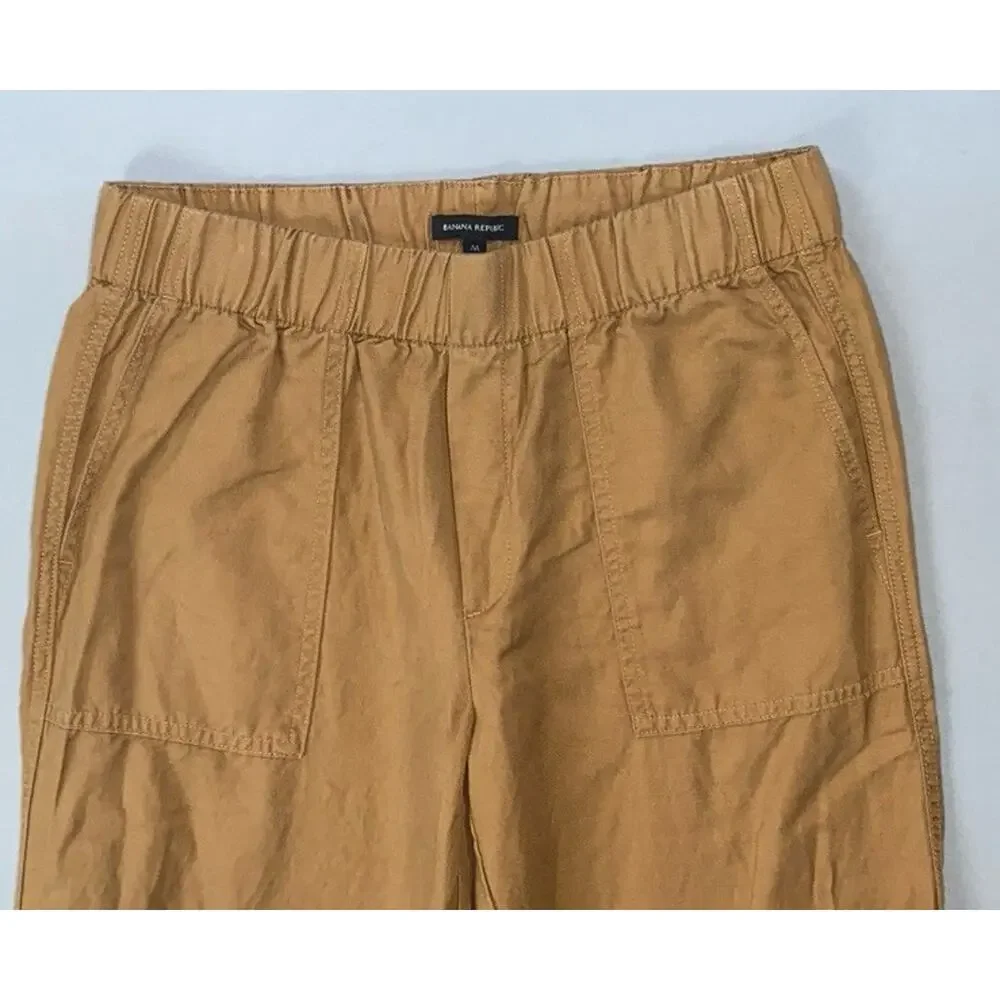 Banana Republic Linen Blend Pull On 'Tapered Crop Pant' in Black. Women's M, EUC